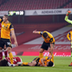 Wolves striker Raul Jimenez and Arsenal’s David Luiz lay on the ground after brutal collision Sunday.